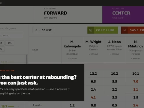 Who's the best center in EuroLeague at grabbing rebounds? Now you can just ask.